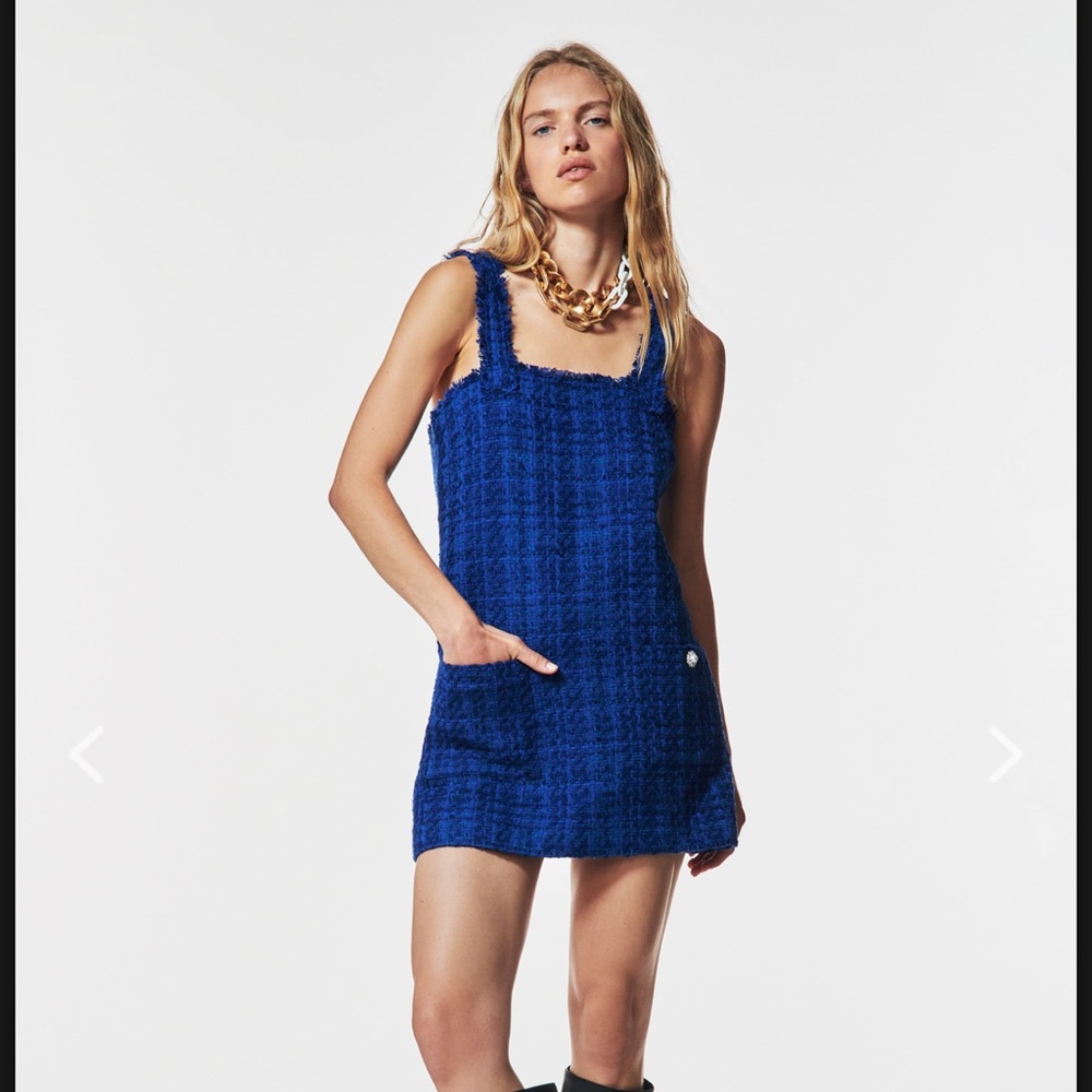 Zara textured pinafore dress
